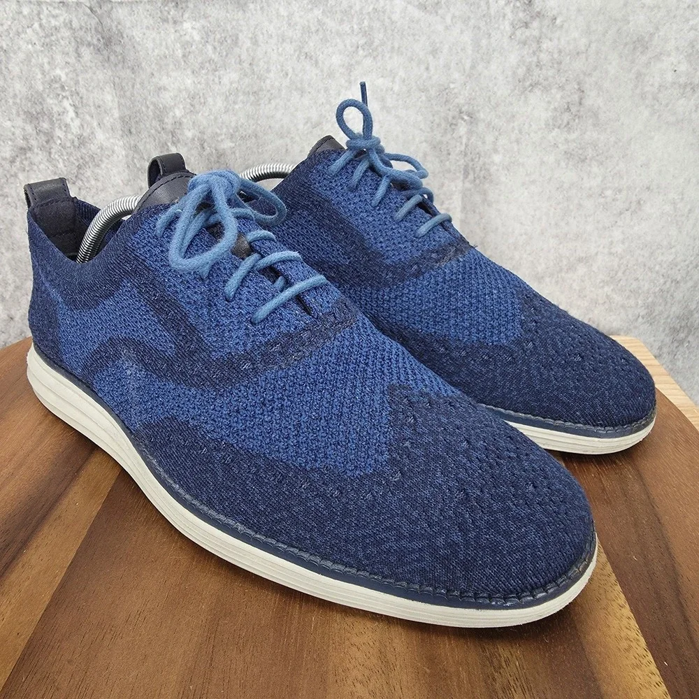 Cole Haan 4.Zerogrand Oxford Shoes Mens 9.5 M‎ Blue Stitchlite Wingtip Light